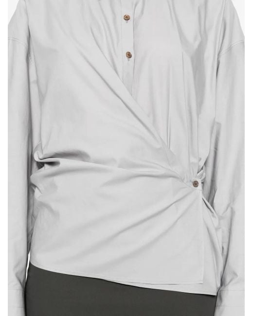 Lemaire Gray Straight-Collar Twisted Shirt