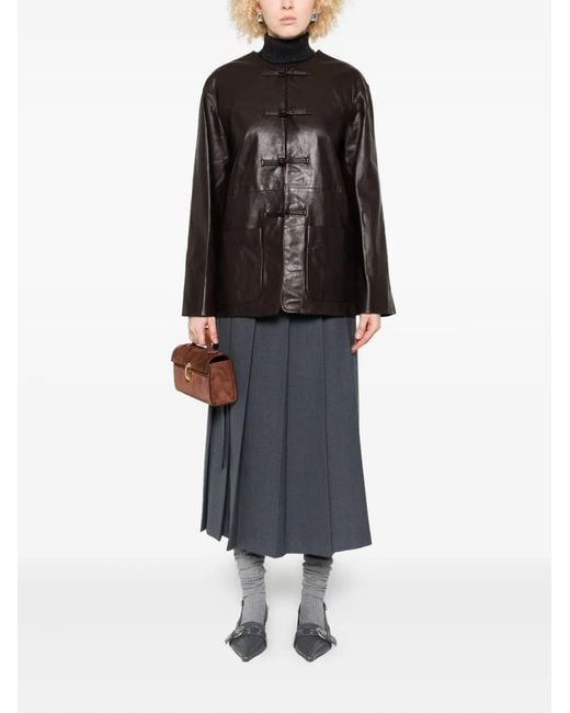 Rohe Gray Buttoned Midi Pleated Skirt