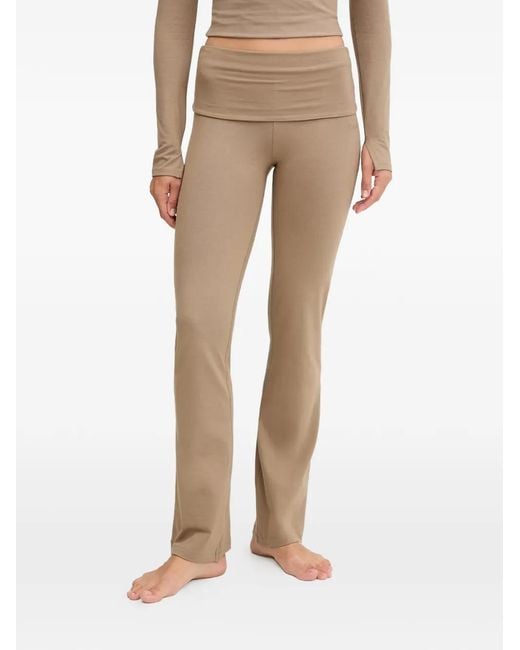 Casall Natural Logo-Embroidered Flared Track Pants