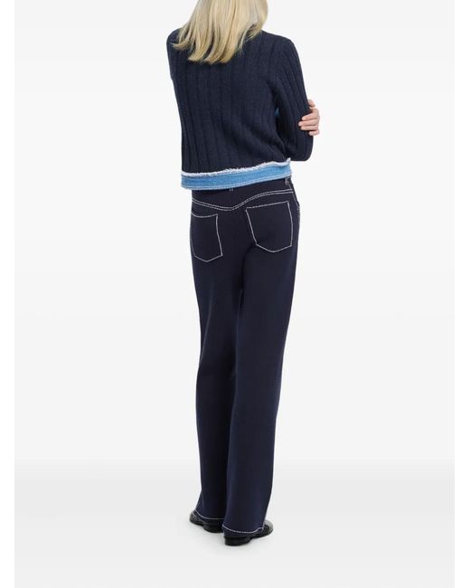 Barrie Blue Ribbed-Knit Denim-Effect Jacket