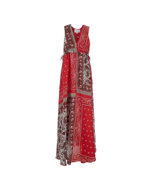 P.A.R.O.S.H. Women's Red V-Neck Paisley Maxi Dress - hulwithkids.com