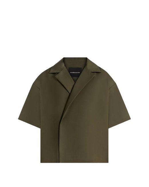 Manière De Voir Green Abel Boxy Twill Double Breasted Shirt for men