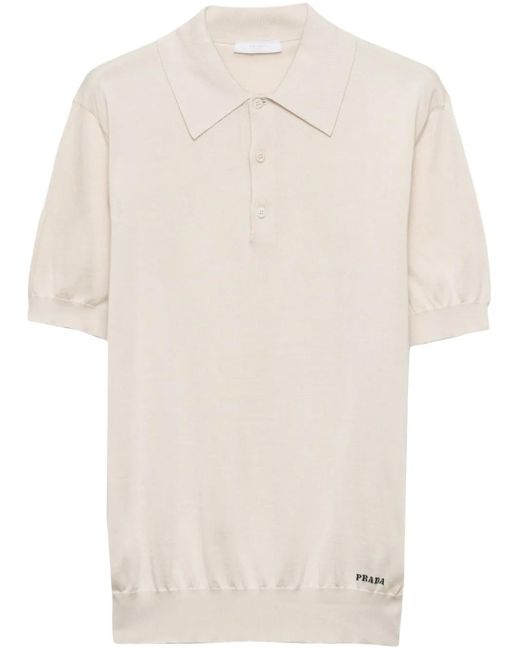 Prada White Knit Polo Shirt for men