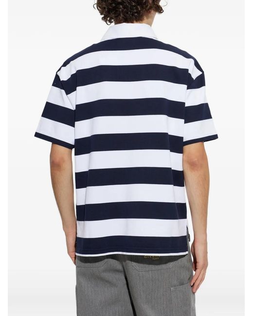 Givenchy Blue Logo-Print Striped Polo Shirt for men