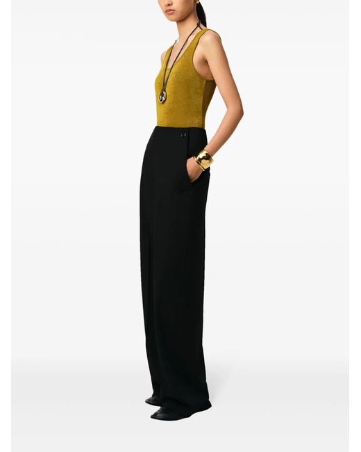 AMI Black Wool Sailor Trousers