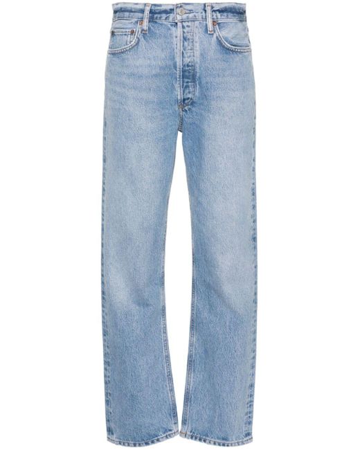 Agolde Blue Straight-Leg-Jeans mit hohem Bund