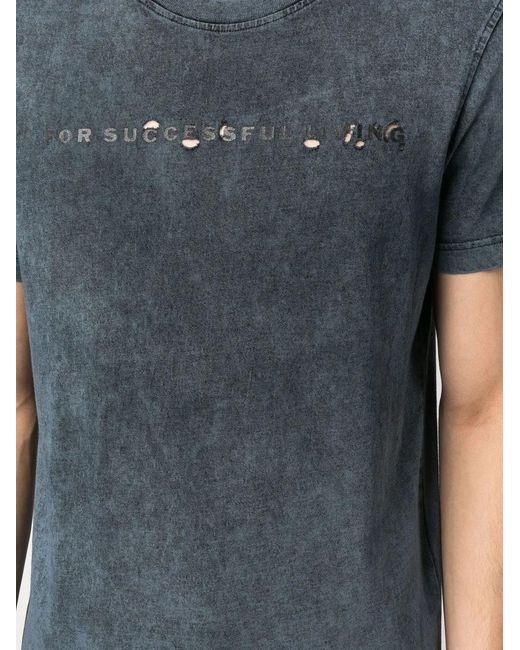 DIESEL Blue Slogan-Print Cotton T-Shirt for men