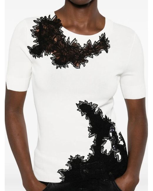 Ermanno Scervino Black Floral T-Shirt