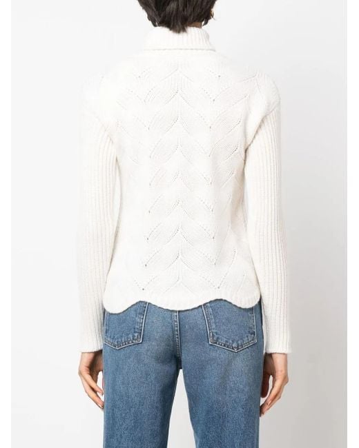Liska White Pointelle-Knit Jumper