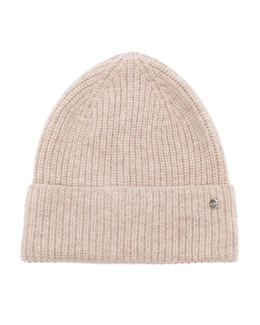 Ted Baker Natural Logo-plaque Ribbed Beanie