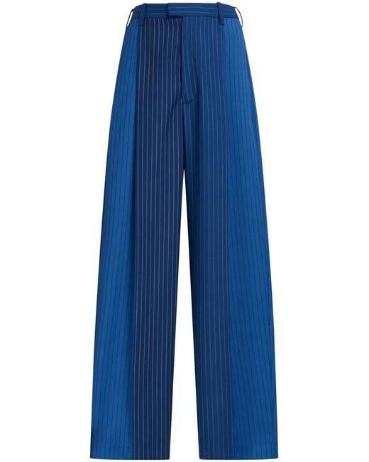 Marni Blue Pinstriped Straight-Leg Trousers
