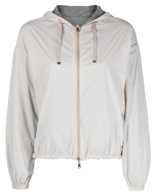 Herno Gray Reversible Hooded Lightweight Jacket