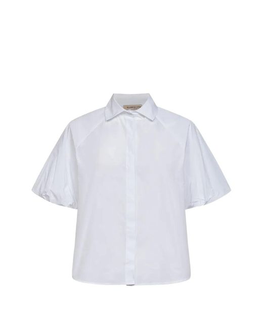 Blanca Vita White Balloon-Sleeves Shirt