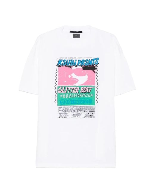 Ksubi White Glitterbeat Graphic-Print Boyfriend T-Shirt