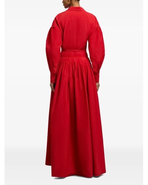 Ralph Lauren Red Daley Cotton-Blend Poplin Evening Shirtdress