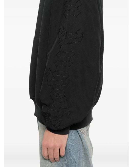 Palm Angels Black Logo-Embroidered Hoodie for men