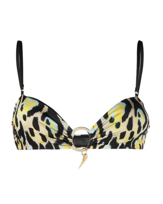 Roberto Cavalli Natural Leopard-print Bikini Top