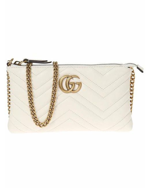 Gucci White Gg Marmont Wallet On Chain