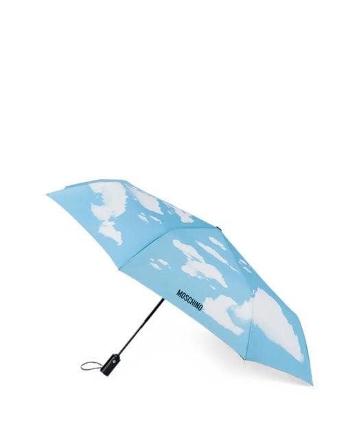 Moschino Blue Cloud-Print Telescopic Umbrella