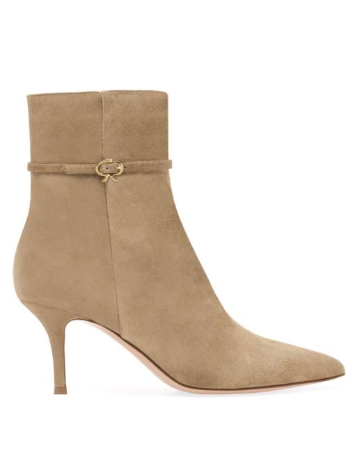 Gianvito Rossi Brown Ribbon Ville 70mm Suede Boots