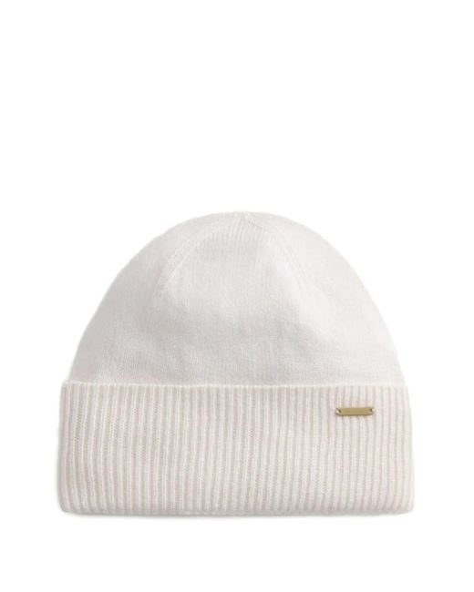 Woolrich Ribbed Cashmere Beanie White