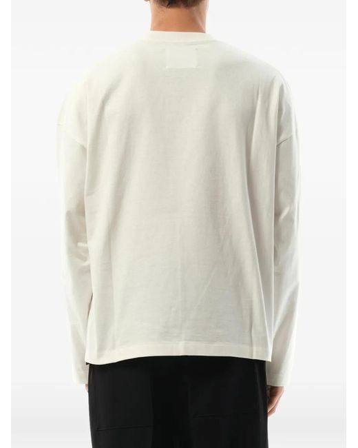 Jil Sander White Logo-Print Long-Sleeve T-Shirt for men