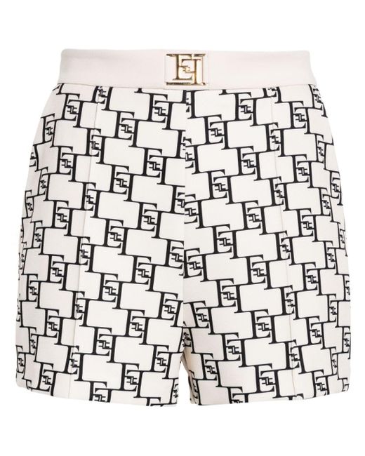 Pantalones cortos de crepé con logo Elisabetta Franchi de color White
