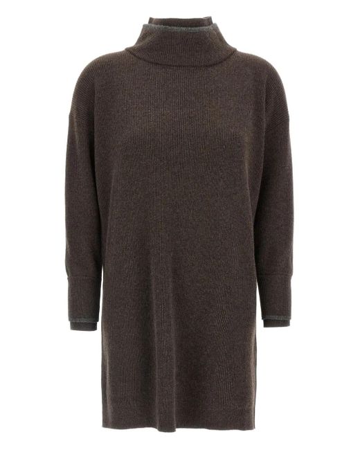 Brunello Cucinelli Ribgebreide Jurk in het Gray