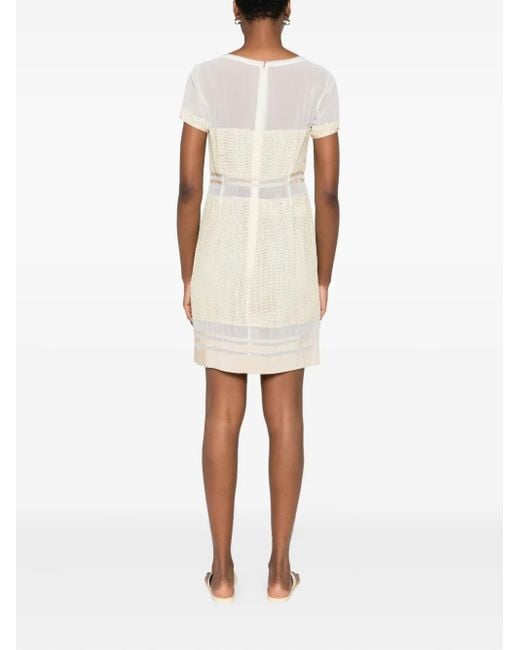 Robe Courte À Empiècements En Mesh Gemy Maalouf en coloris White