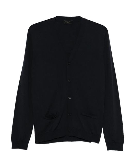 Roberto Collina Black V-Neck Cardigan for men