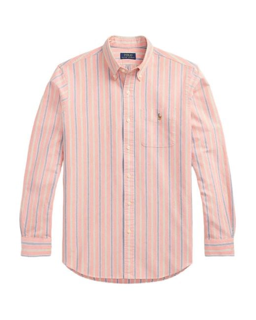 Polo Ralph Lauren Pink Chemise Rayée À Logo Brodé for men
