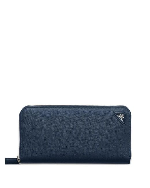 Prada Blue Zip-Fastening Logo-Detail Wallet for men