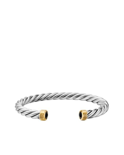 David Yurman White 18K And Onyx Cable Bracelet (6Mm) for men