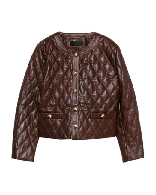 Nili Lotan Brown Quilted Leather Jacket