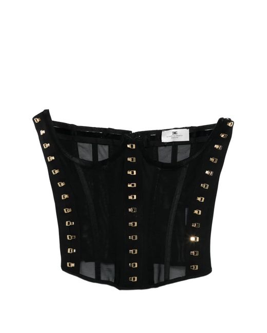 Elisabetta Franchi Black Metal Detail Corset