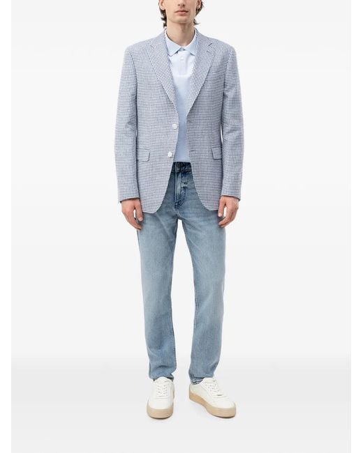 Boss Blue Houndstooth-Pattern Blazer for men