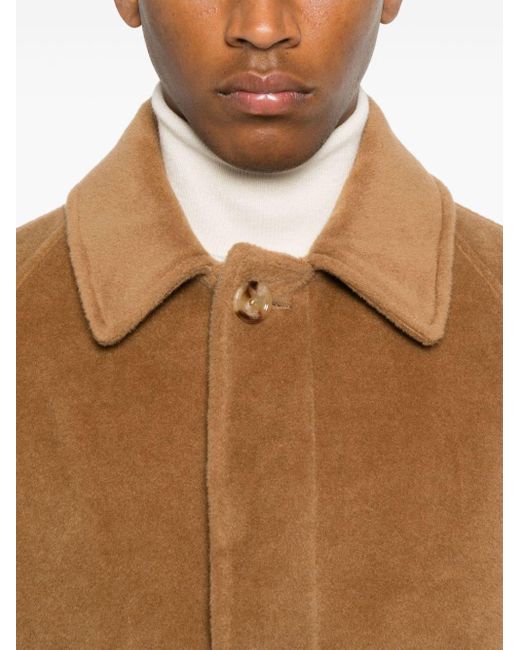 Lardini Brown Single-Breasted Virgin Wool Coat for men