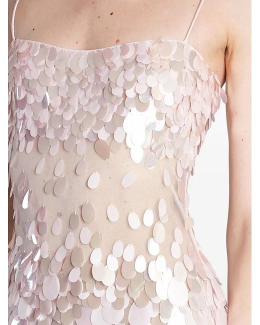 retroféte White Mischa Sequin-Embellished Semi-Sheer Midi Dress
