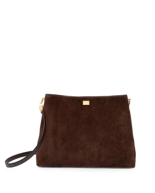 Dolce & Gabbana Brown Large Vittoria Suede Cross Body Bag