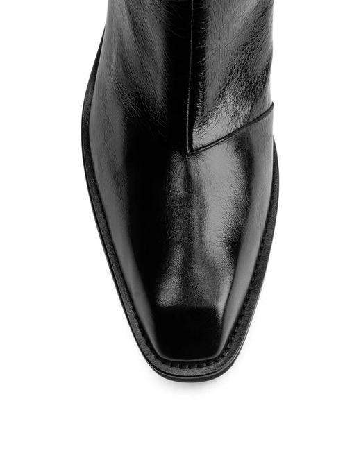 Poeve Black Leather Ankle Boots