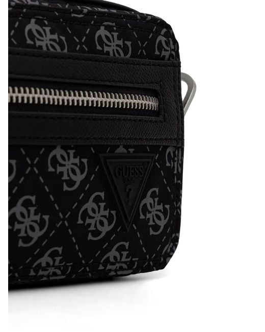 Borsa Messenger Con Monogramma di Guess in Black da Uomo