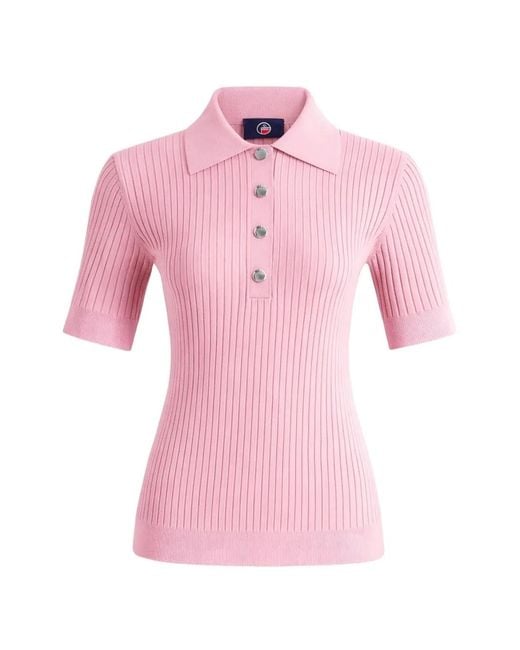 Fusalp Pink Polo Vera À Design Côtelé