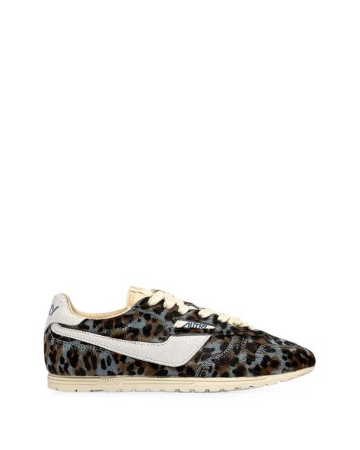 Autry Black Windspin Low Leopard-Print Pony-Hair Sneakers