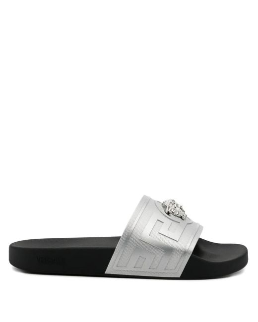 Versace White La Medusa Slides for men