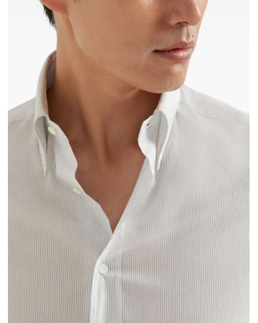 Camicia A Righe di Brunello Cucinelli in White da Uomo