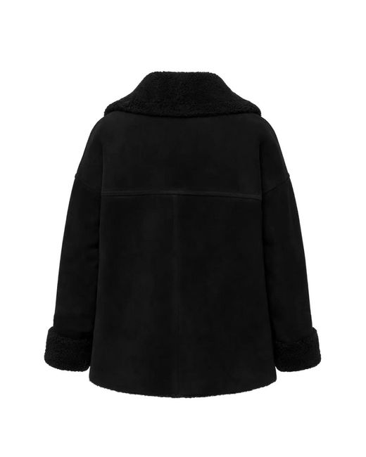 DSquared² Black Shearling-Trim Patch-Pocket Coat