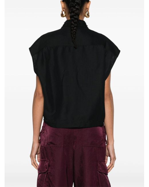 Camisa de sarga con apliques de strass Fabiana Filippi de color Black