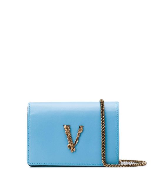 Versace Blue Mini Virtus Crossbody Bag