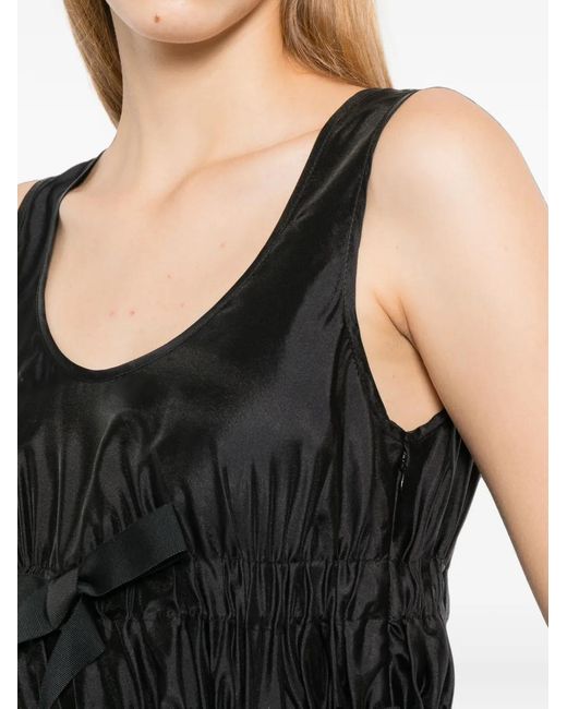 CECILIE BAHNSEN Black Bow-Detail Ruched Dress
