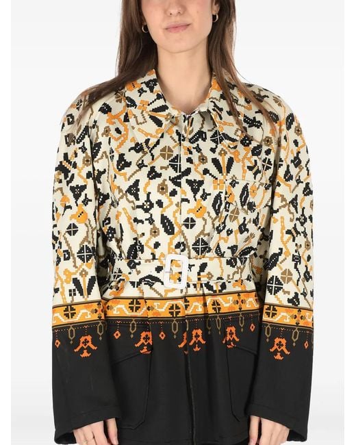 Maison Margiela Multicolor Geometric-Patterned Belted Jacket